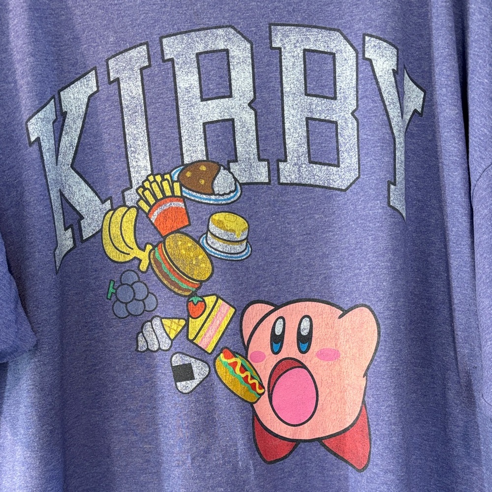 Nintendo Kirby Graphic T-Shirt 2XL Purple Gamer Tee Cute Character Shirt